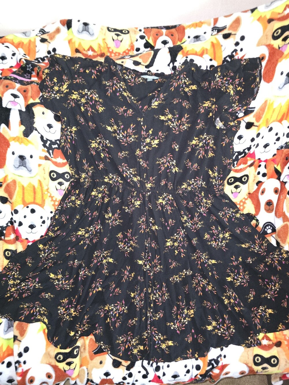Terra & Sky Black Floral Babydoll Dress Size 2x